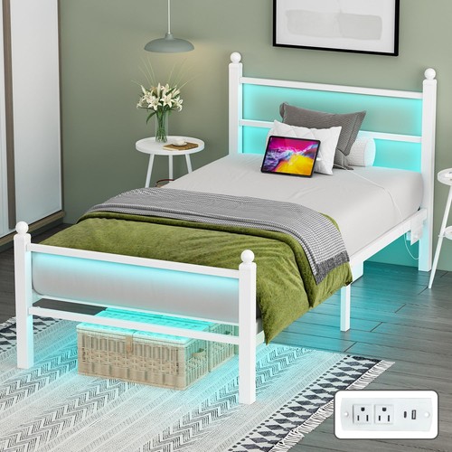 White metal twin - bed, frame