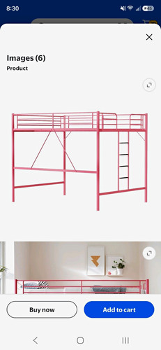 Twin pink metal loft bed - pink,