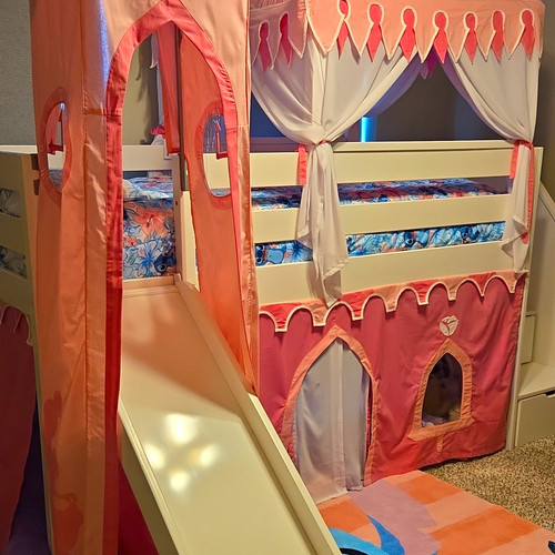 Twin loft bed white pink - loft, white/pink
