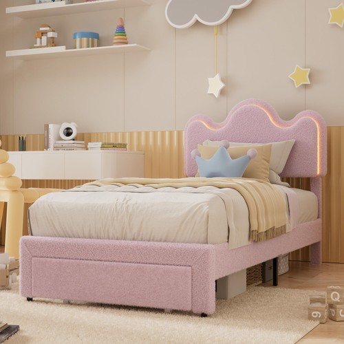 Twin boucle bed frame flower - frame, w/flower