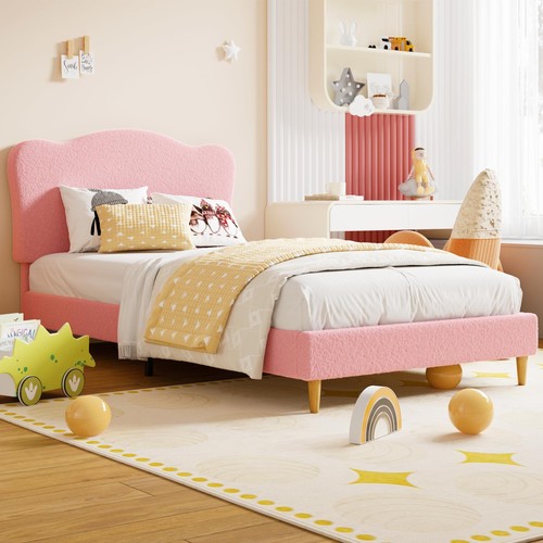 Pink twin size bed frame - pink,
