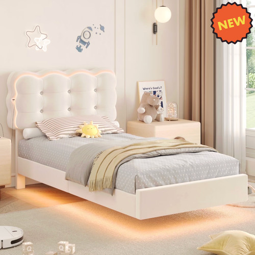 Twin size bed frame led - twin, cloud