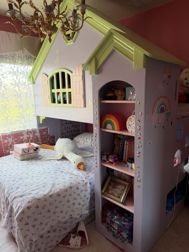 Lavender green pink twin - twin, wood