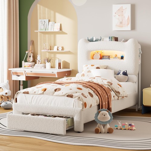 Twin size upholstered bed - size,