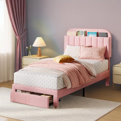 Twin size upholstered bed - size,