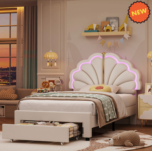 Twin size bed - size, flower