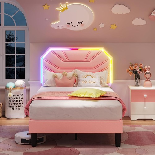 Pink twin size bed frame - pink,