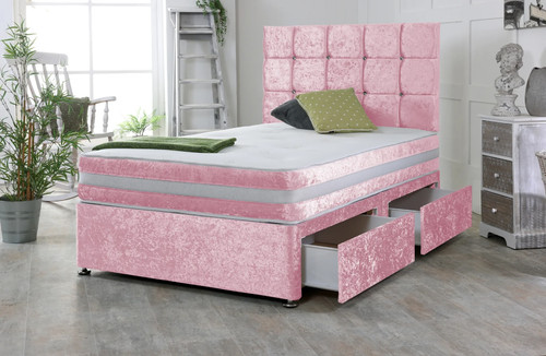 Pink velvet bed single - in,