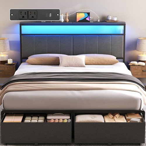 Queen bed frame - frame, storage