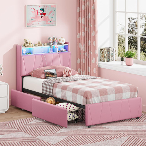 Twin bed frame - twin, drawers