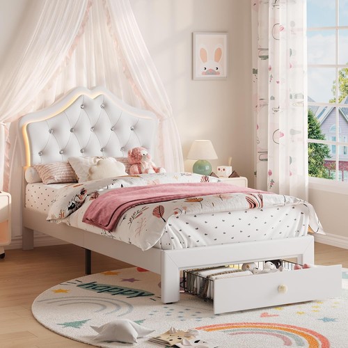 Twin size upholstered bed - size,